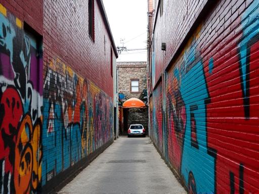Colourful street art in a Melbourne laneway