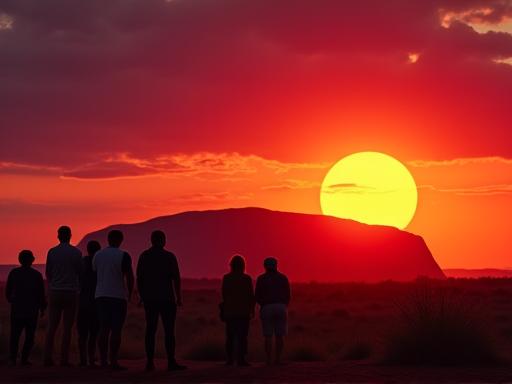 A group watching the sunset over Uluru